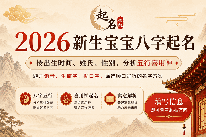 2026新生宝宝生辰八字五行喜用神起名